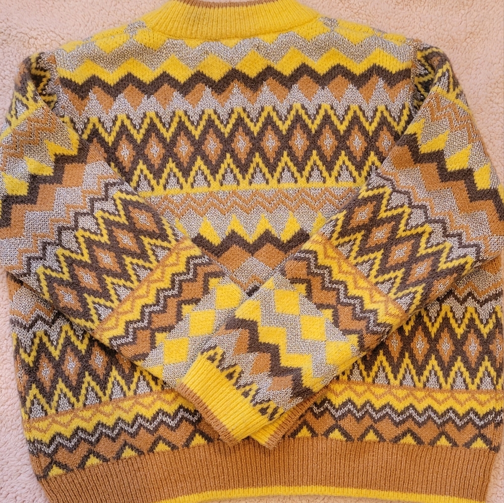 Marc New York Fair Isle Yellow and Metallic Sweater - Picture 2 of 6